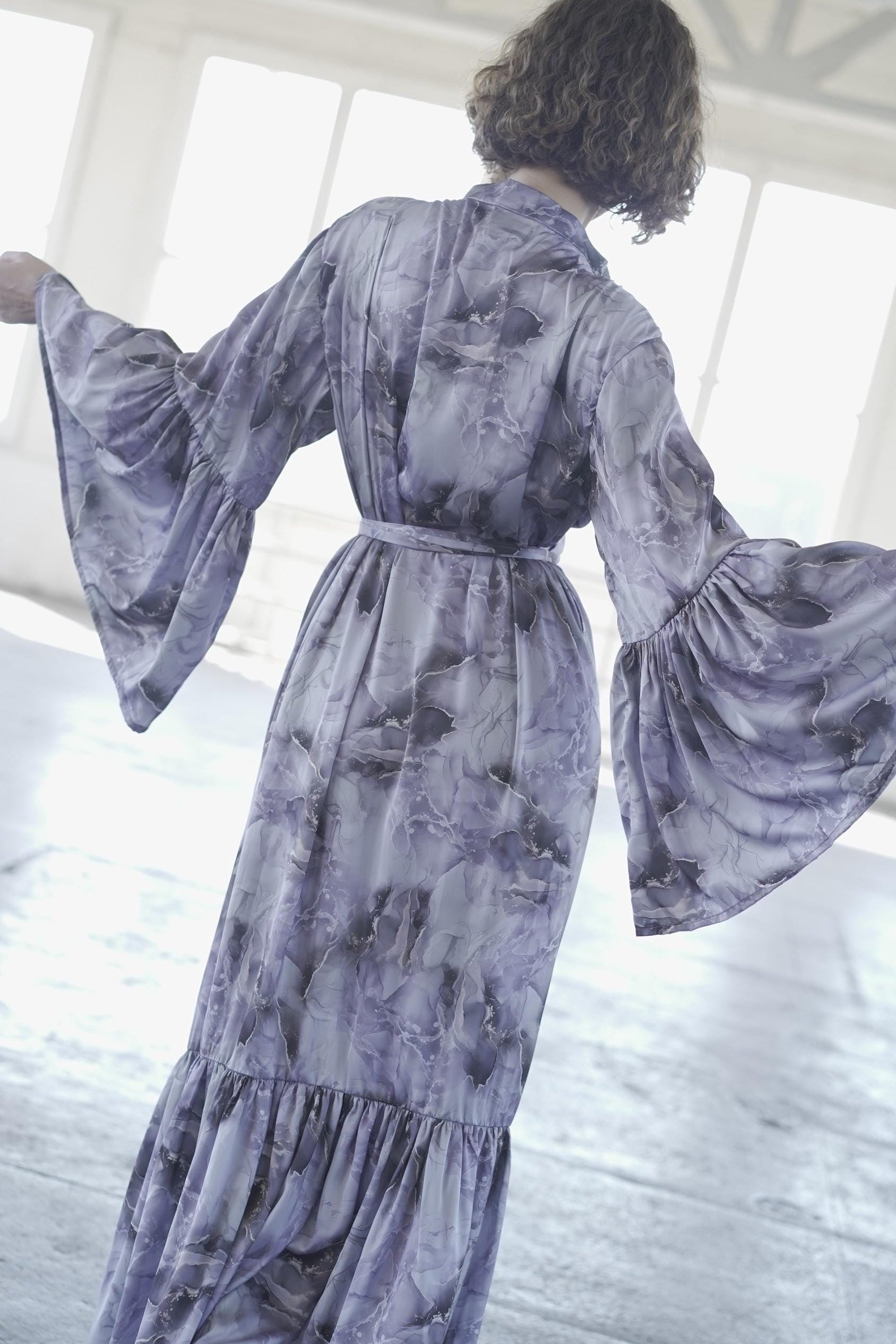 Goddess Kimono Silk Dress Long Boho Bridal Robe for Woman Festival Goddess Lounge Wear Feminine Bohemian Gift for Her One Size Beach Wear